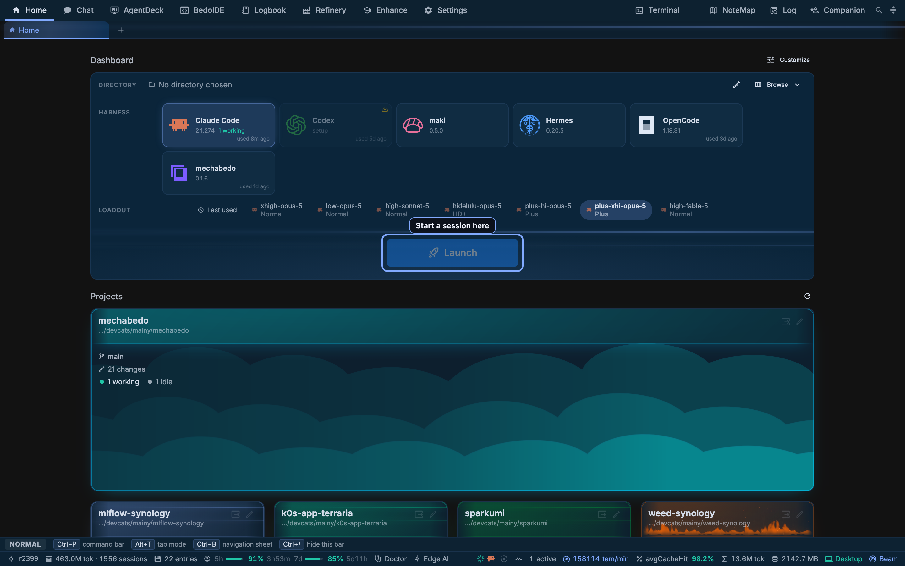 The window: destination bar, tab strip, the page, and the status bar