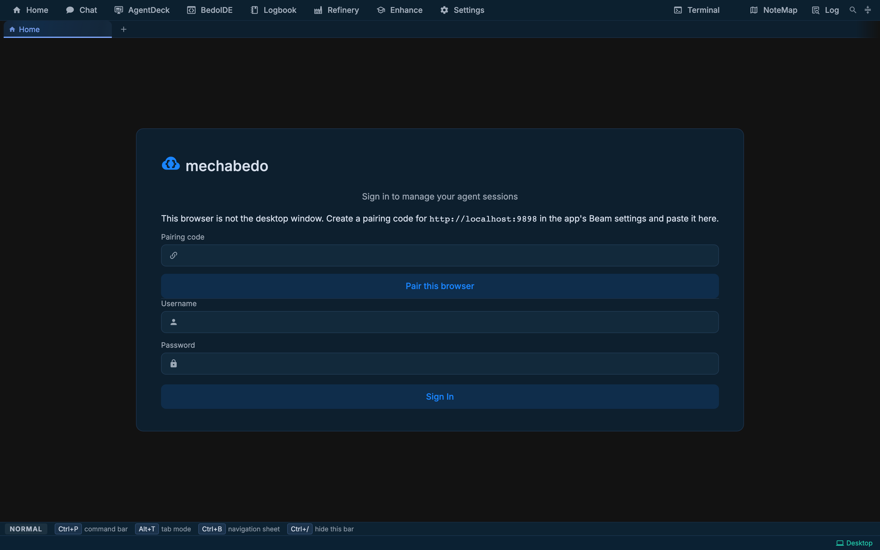 What a browser that is not the desktop window is asked for